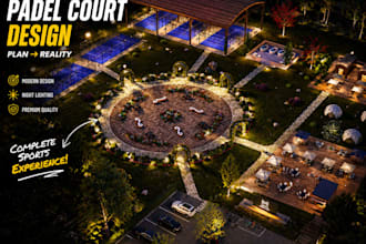 design realistic 3d padel, pickleball and sports pavilions