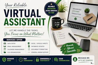 be your virtual assistant for data entry, admin tasks, and organization