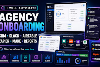 automate onboarding reports crm slack airtable zapier make clients