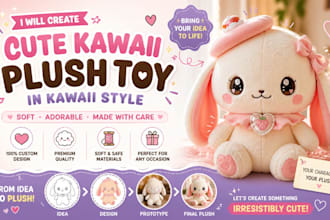 design cute custom plushie in kawaii soft toy syle