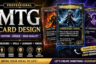 design professional trading card game cards custom mtg style