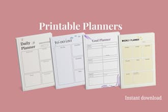 design printable planners, goal planners and to do lists
