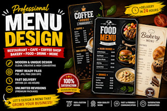 design modern restaurant menu, food menu, coffee shop, bakery menu design