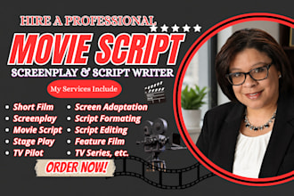 write a movie script, cinematic screenplay, or professional film script