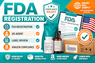 be your US agent for fda registration, fsvp documentation,label review for amazo