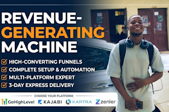 set up a gohighlevel, kajabi, kartra, zenler, sales funnel, website, automation