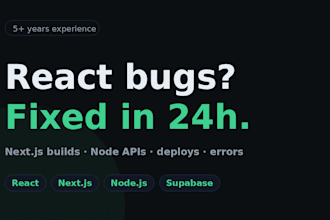 fix react, next js or node js bugs and errors in 24 hours