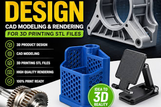 create 3d product design, cad modeling and rendering for 3d printing stl files