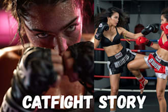 write a gripping catfight story with intense drama, rivalry, and vivid action