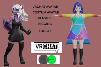 do 3d model furry avatar vrchat avatar vrc 3d rigging anime model