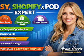 setup shopify etsy print on demand automation and pod store design