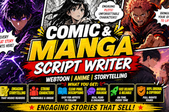 write engaging comic book manga webtoon anime script with strong storytelling