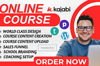 setup create upload online course on teachable skool kajabi thinkific teachable