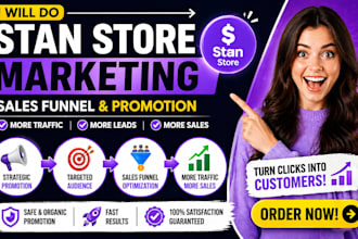 do stan store marketing, stan store setup, sales funnel and stan store promotion