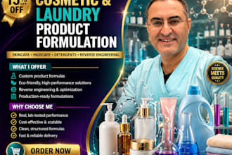 formulate cosmetic, skincare, haircare, laundry products, and reverse engineer