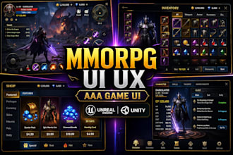 design mmorpg game UI UX for unreal engine and unity