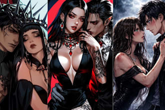design nsfw semi realistic couple character art design for book cover without ai