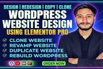 design and redesign, copy clone wordpress website design using elementor pro