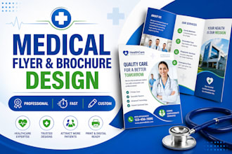 design medical health care home care flyer any one pager marketing materials