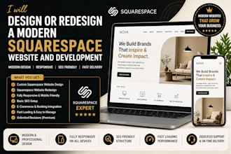 design or redesign a modern squarespace website and squarespace development