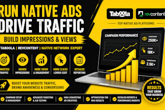 run native ads, normal ads, build impression and views using taboola, revcontent
