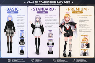 create 3d ai vroid character or 3d anime vtuber for you
