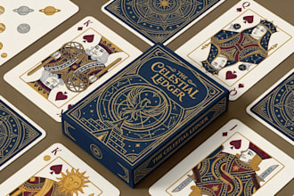 draw card game art, board game design, tcg trading cards rulebook box design