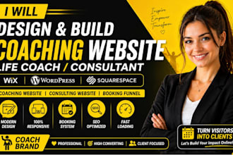 coaching website design for life coaches, consultants wix wordpress, squarespace