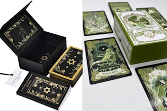 design custom tarot decks, oracle cards and playing card box for your game