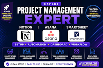 setup asana smartsheet notion workspace project management system and automation