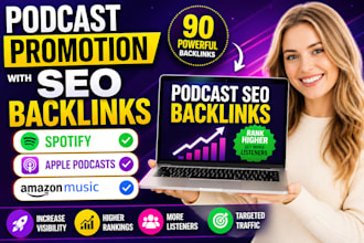 build 90 podcast SEO backlinks for spotify apple podcasts amazon music