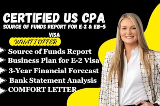 prepare a source of funds report for e2, eb5, or US investor visa application