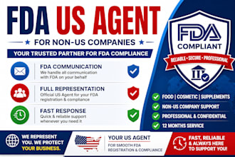 be your fda US agent for food, cosmetic, and supplement compliance