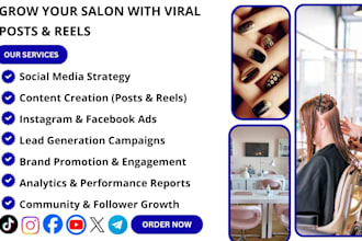 create beauty salon social media posts for hair, nail and lash brands