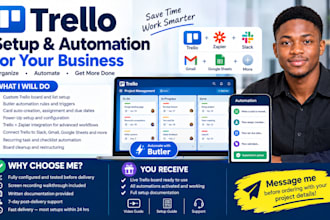 set up trello automation, trello board management, project workflow automation