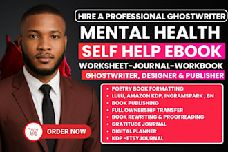 design amazon KDP, etsy ebooks, workbooks journals on mental health and wellness