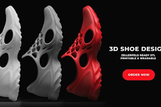 design custom 3d printed shoes, zellerfeld ready footwear stl, 3d shoe model