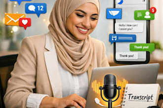 transcribe arabic voice messages into clear text and mange social media