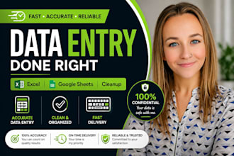 do fast and accurate data entry, typing, and spreadsheet cleanup