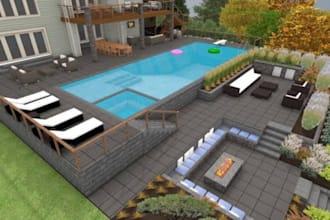 design your landscape, backyard, garden, patio with 3d rendering