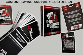 design playing card game adult drinking card deck party card box mockup rulebook