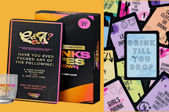 design playing card game adult drinking card deck party card box mockup rulebook