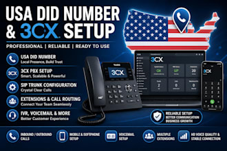 provide USA did number and setup 3cx pbx professionally