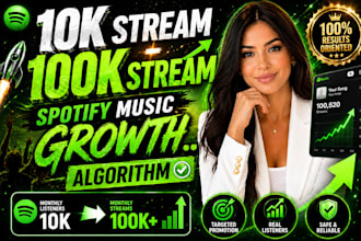 spotify promotion music promotion to 100k organic followers monthly listeners