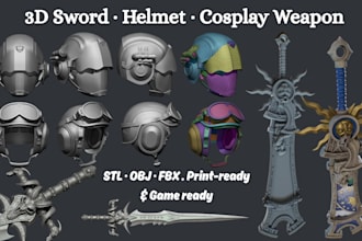 3d sword 3d helmet 3d mask 3d weapon cosplay armor props for 3d printing