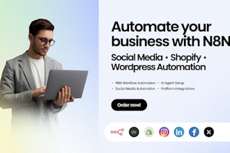 setup german n8n workflow, n8n social media automation, shopify, wordpress blog