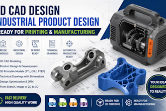 do 3d cad design, industrial product design cad modeling for printing
