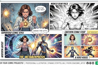 draw comic book in any style based on your script