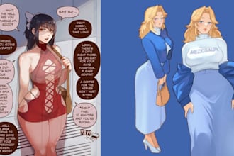 draw erotic nsfw character design, comic book, graphic novel as nsfw artist
