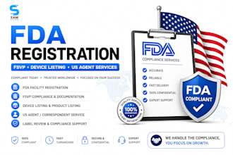 handle fda registration, fsvp, device listing and US agent services